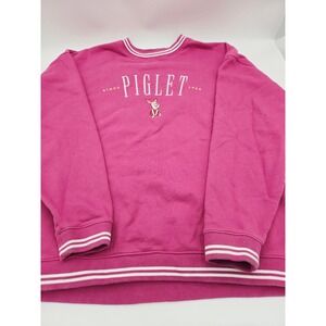 Disney Winnie‎ the Pooh Piglet Sweatshirt Pink Embroidered XL Mens Womens